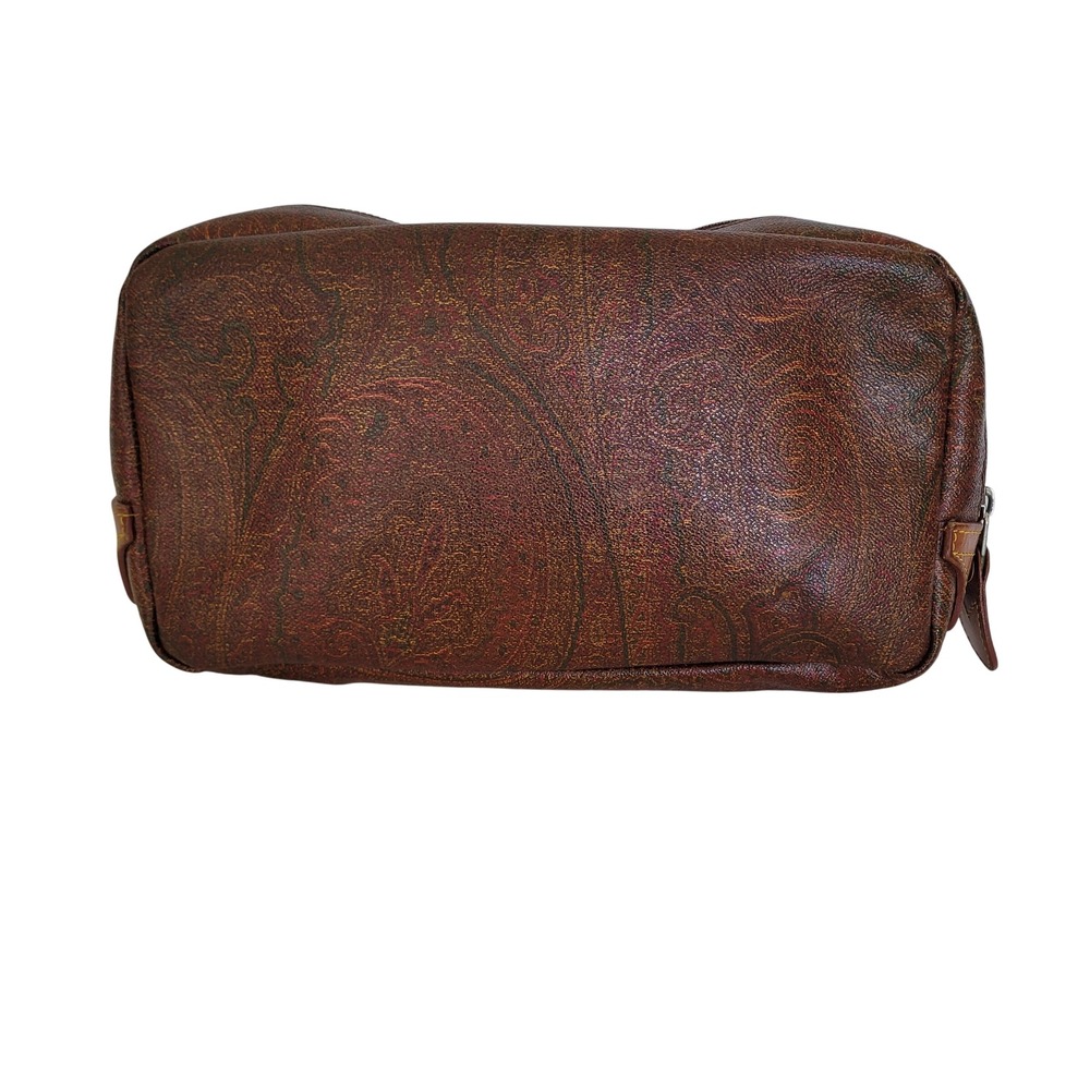 Etro Milano Vintage Paisley Toiletry Bag Brown Cosmetic Case Made in Italy